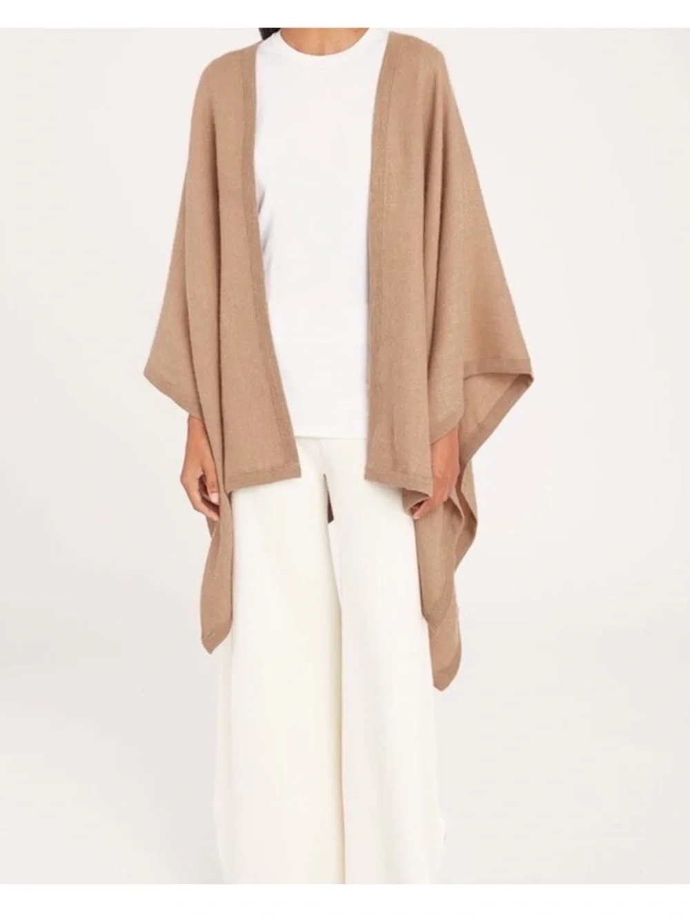 CUYANA baby alpaca wool poncho cover cape wrap like new light camel beige
